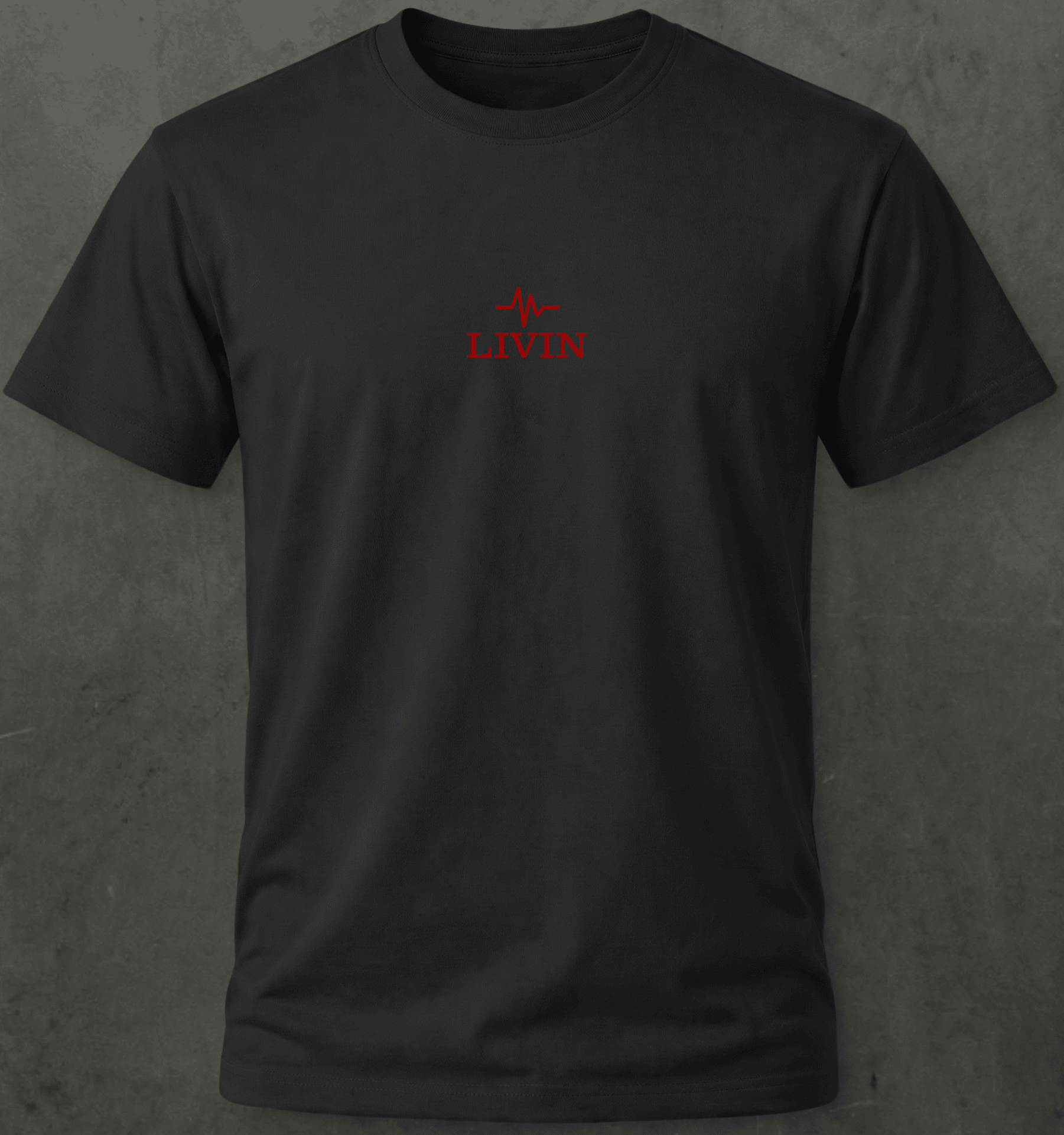 Pretty Girls Love House Music Tee — LIVIN black cotton t-shirt, front view with waveform logo